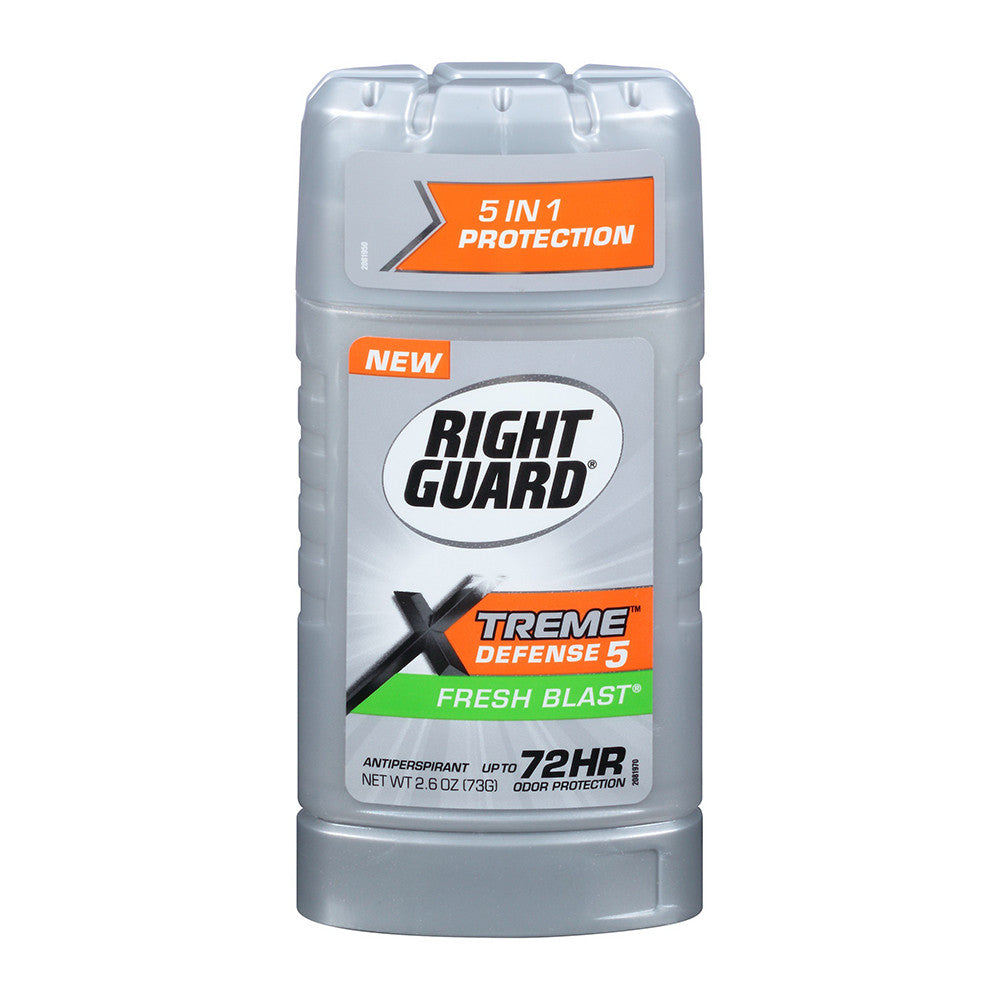 Right Guard Xtreme Defense 5 AntiPerspirant And Deodorant, Fresh Blast, 2.60 Oz
